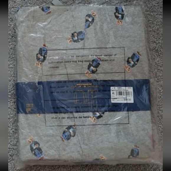 Polo Ralph Lauren Polo Bear Jogger Pajamas Set Size M/MED Heather Grey With Bear - Picture 6 of 8